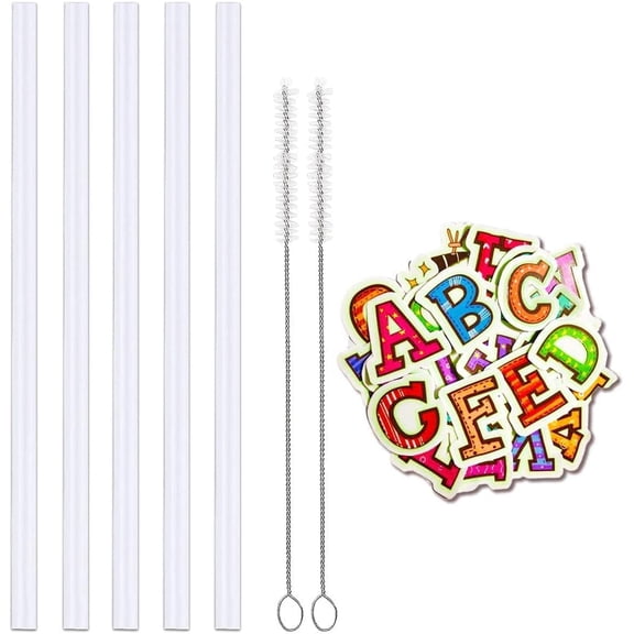 5 replacement straws suitable for straw cap wide mouth bottle, suitable for wide mouth, suitable for, suitable for 32 oz, comes with 2 straw cleaning brushes