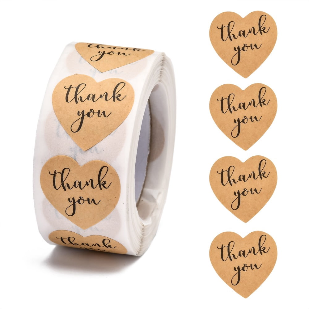 5 roll 1 Inch Thank You Stickers Self-Adhesive Kraft Paper Gift Tag ...