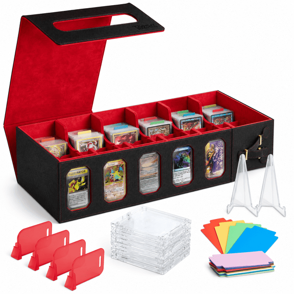 5-row Mtg 4200+ Trading Card Storbox With Display Windows (red)