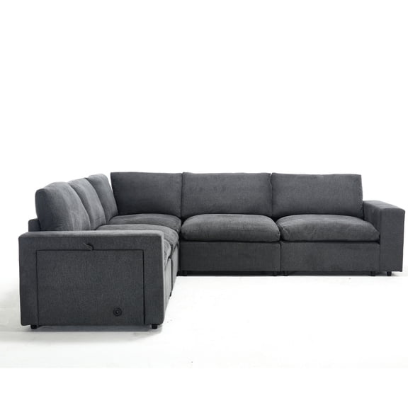 5-seat L-shaped Sofa with DIY Combination and Wireless Charging / Fits Living Room, Provides Layout Freedom