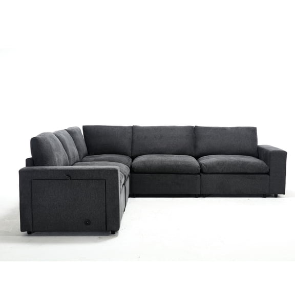 5-seat Sofa with Cup Holders and Book Storage / Comfortable Living Room Seating Option