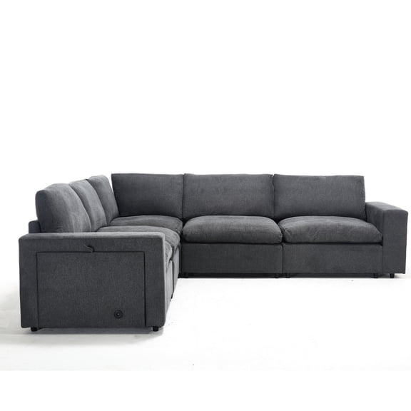 5-seat Sofa with Wireless Charging and DIY Layout / Perfect for Primary Living Space, Allows Customization