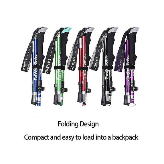 5-section Outdoor Folding Trekking Poles Camping Portable Trekking Pole Club Easy To Put In The Bag