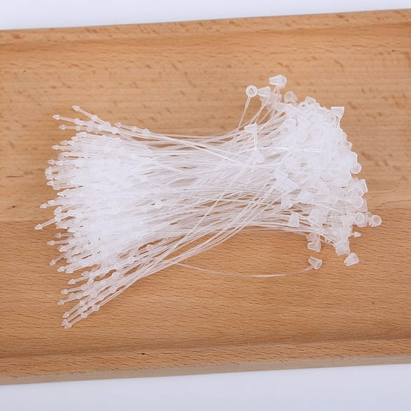 5 set 500pcs Plastic Label Seal String Plastic Hang Tag Fasteners Seal Loop Pins White 125mm
