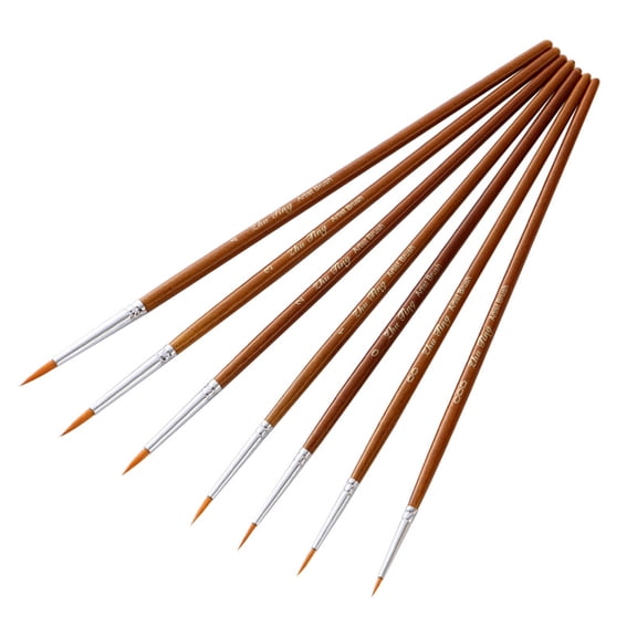 5 set Line Drawing brush Nylon Brushes with Wooden Handle for Detail Painting Ceramic Glazing Saddle Brown 19~20cm 7pcs/set