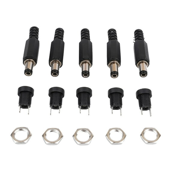 5 set MALE BARREL PLUG FEMALE SOCKET PANEL MOUNT DC 12V POWER CONNECTORS