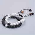 thumbnail image 1 of 5 set Natural Lava Rock & Howlite Round Beaded Bracelets for Men Bead Bracelets with Natural Tiger Eye & Black Stone 1-7/8 inch(49mm), 1 of 8