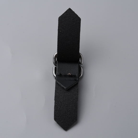 5 set PU Leather Buckles Tab Closures Cloak Clasp Fasteners with Zinc Alloy Findings Black 73~107x14.5x8mm