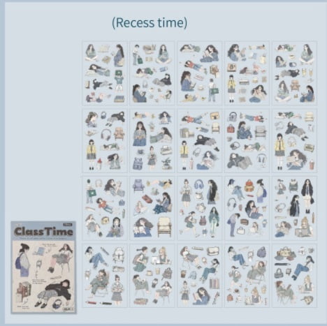 5 sets - Instagram-style character girl PET stickers, journaling materials, DIY landscaping decorations, cartoon outfits, journal stickers