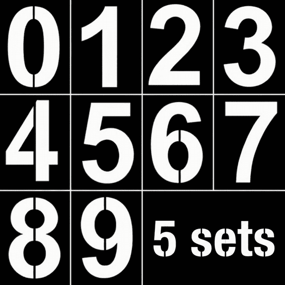 5 sets Snap Together Number Spray Stencils, Semi-Transparent Digit Template For Parking Lot Wood Decor Kids Painting Projects