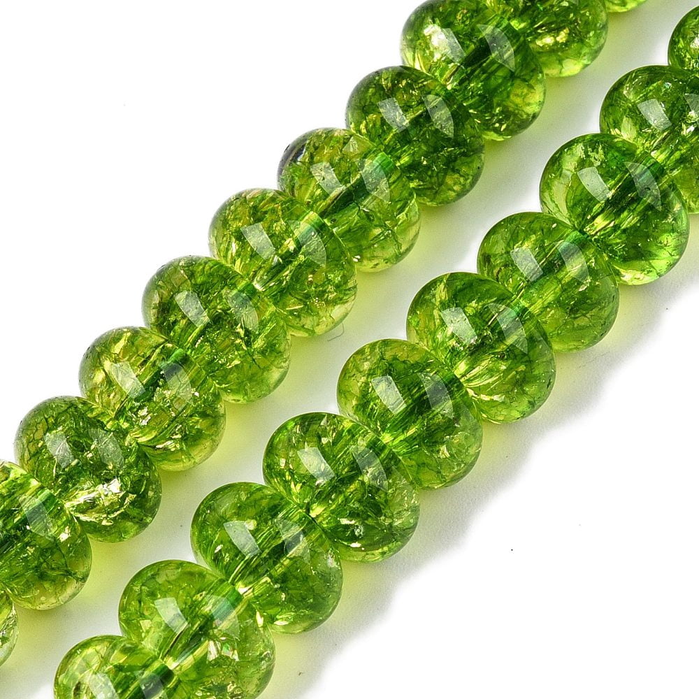 5 strand Baking Paint Transparent Glass Beads Strands Imitation Quartz Rondelle Olive Drab 10x6mm Hole: 1.2mm 65pcs/strand 14.96 inch(38cm)
