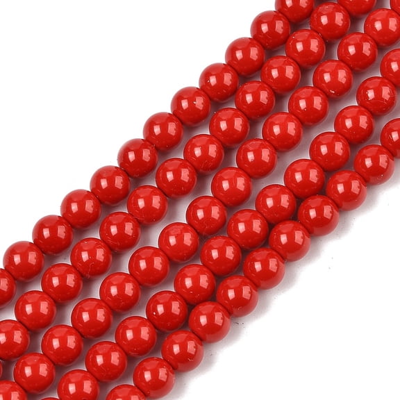 5 strand Dyed Shell Pearl Beads Strands Polished Round FireBrick 6mm Hole: 1mm 70pcs/strand 15.94''(40.5cm)