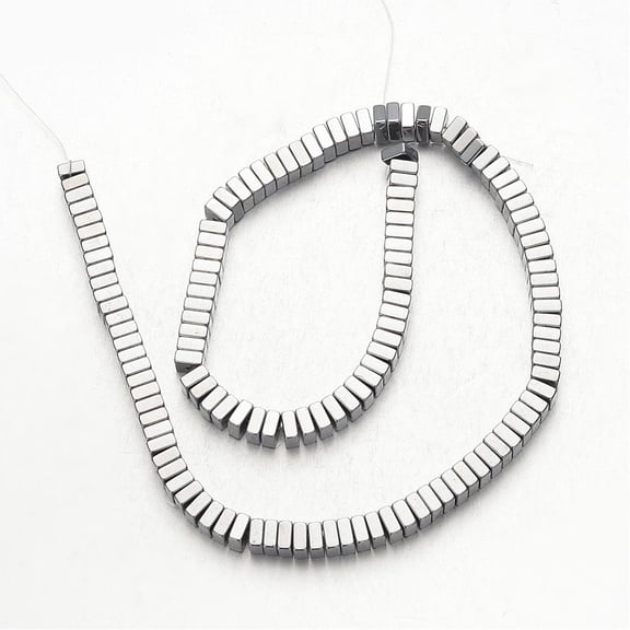 5 strand Electroplate Non-magnetic Hematite Bead Strands Square Heishi Beads Silver Plated 6x6x3mm Hole: 1mm 136pcs/strand 15.7 inch