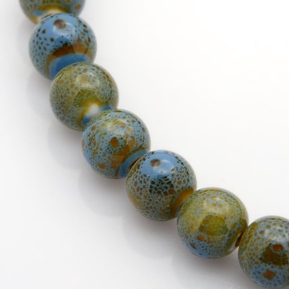 5 strand Handmade Fancy Antique Glazed Porcelain Ceramic Round Beads Strands Mixed color 12~13mm Hole: 2mm about 30pcs/strand 12~13 inch