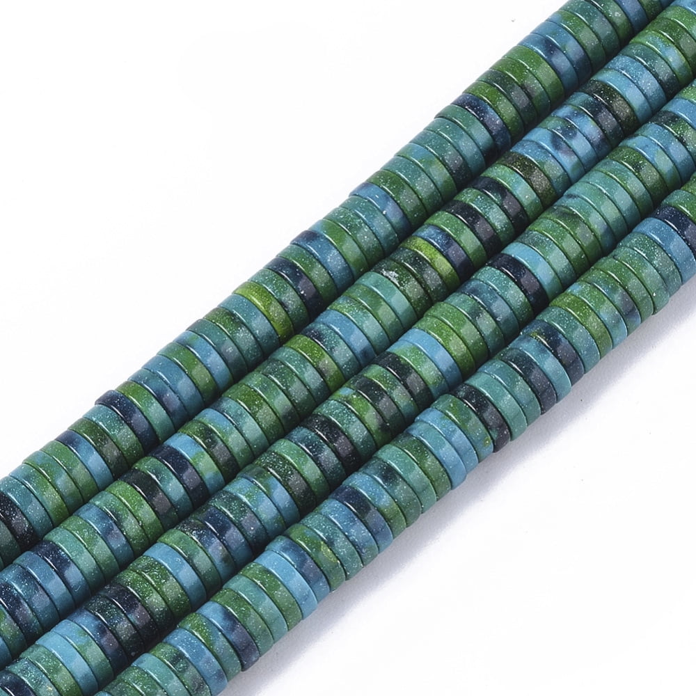 5 strand Natural Agate Beads Strands Dyed Heishi Beads Flat Round/Disc Light Sea Green 4x1mm Hole: 1mm 250~329pcs/strand 15.7 inch