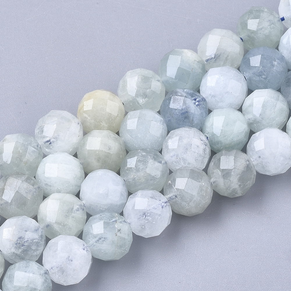 5 strand Natural Aquamarine Beads Strands Faceted Round 9.5~10x10mm ...