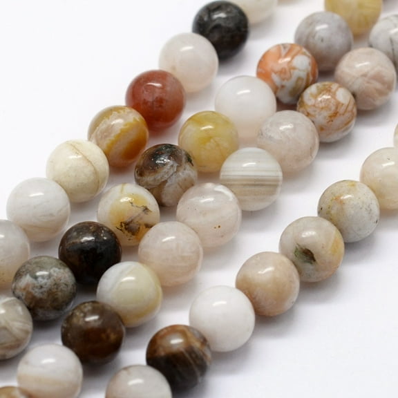5 strand Natural Bamboo Leaf Agate Beads Strands Round 6mm Hole: 0.8mm 63pcs/strand 14.76 inch(37.5cm)