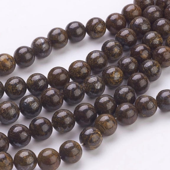 5 strand Natural Bronzite Beads Strands Round Coconut Brown 8mm Hole: 1mm