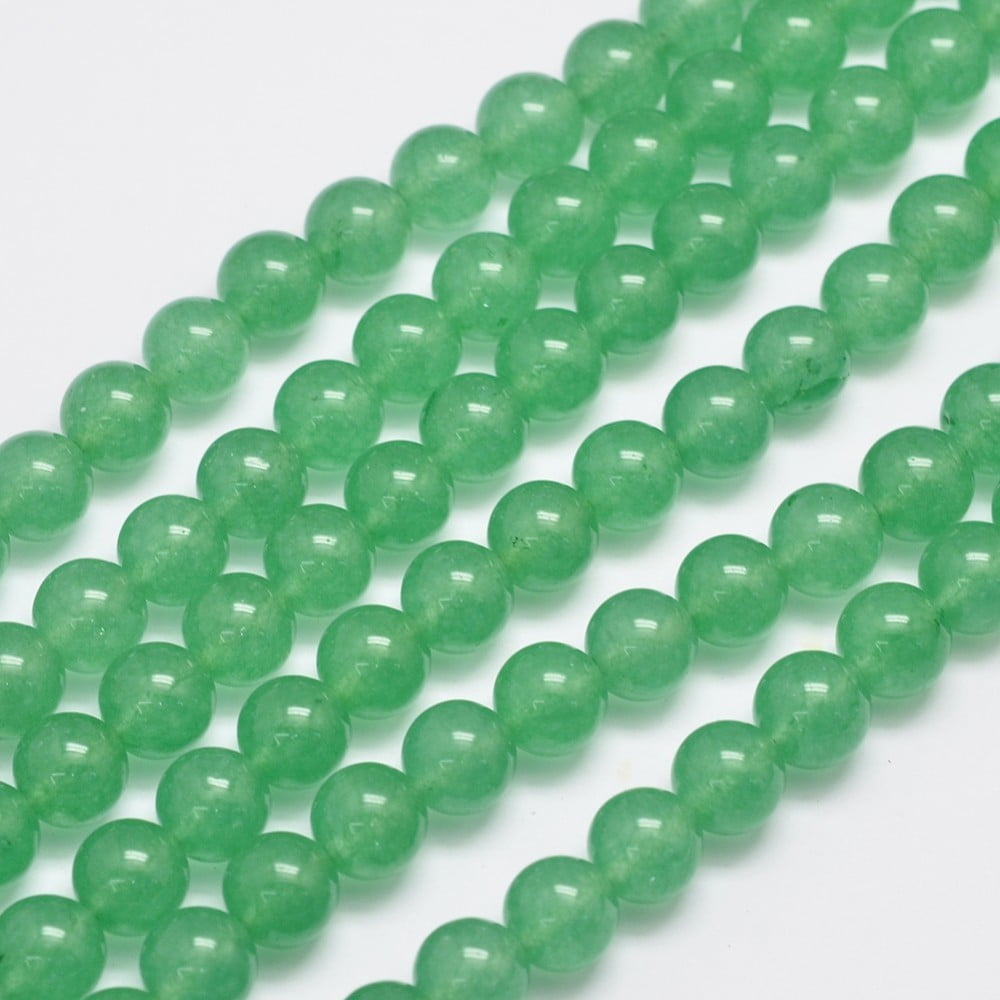 5 strand Natural Dyed Malaysia Jade Bead Strands Imitation Green Aventurine Round Medium Sea Green 10mm Hole: 1.0mm 38pcs/strand 15 inch