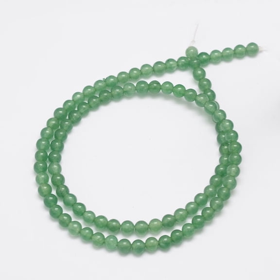 5 strand Natural & Dyed Malaysia Jade Bead Strands Imitation Green Aventurine Round Medium Sea Green 4mm Hole: 0.8mm 92pcs/strand 15 inch