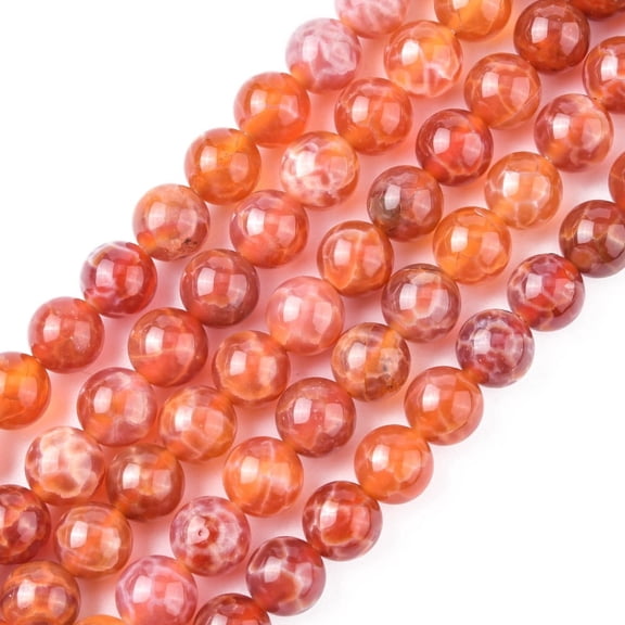 5 strand Natural Fire Crackle Agate Beads Strands Dyed Heated Round 8mm Hole: 1mm 49pcs/strand 15.75 inch