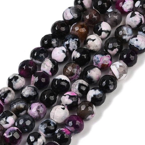 5 strand Natural Fire Agate Beads Strands Dyed & Heated Round Faceted Medium Violet Red 5.5~6mm Hole: 1mm 66pcs/strand 14.37''~14.57''(36.5~37cm)