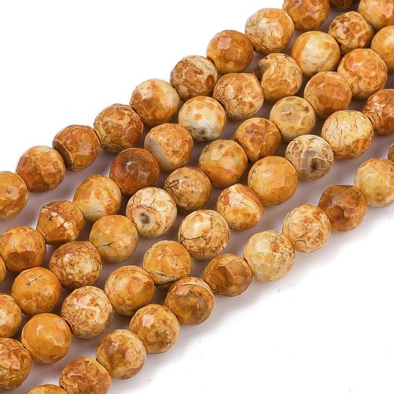 5 strand Natural Fire Crackle Agate Beads Strands Dyed & Heated Round Faceted Orange 5.5~6mm Hole: 1mm about 66pcs/strand 14.37''~14.57''(36.5~37cm)