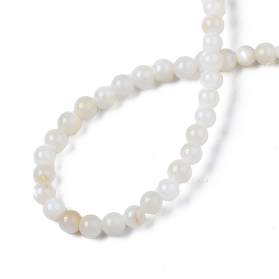 5 strand Natural Freshwater Shell Beads Strands Dyed Round Ghost White 2.5mm Hole: 0.5mm 122~136pcs/strand 14.57 inch~15.63 inch(37cm~39.7cm)