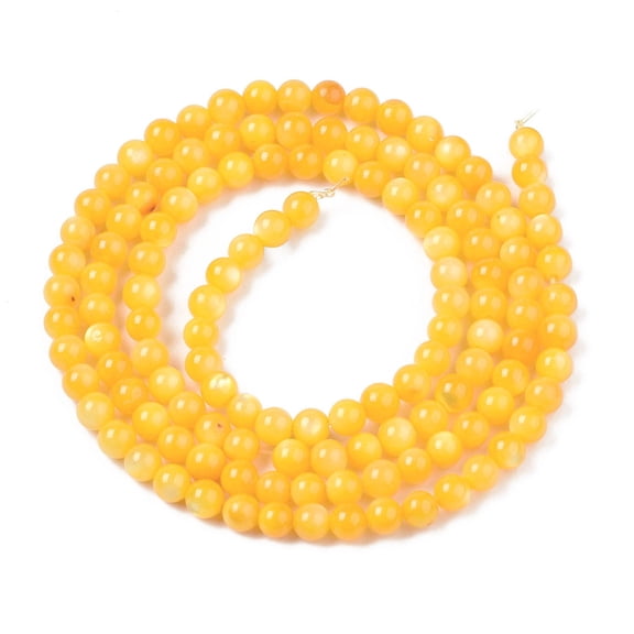 5 strand Natural Freshwater Shell Beads Strands Dyed Round Orange 2.5mm Hole: 0.5mm 122~136pcs/strand 14.57 inch~15.63 inch(37cm~39.7cm)