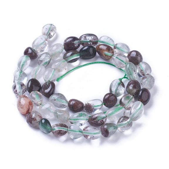 5 strand Natural Green Lodolite Quartz/Garden Quartz Beads Strands Tumbled Stone Nuggets 7~11x7~8mm Hole: 1mm 47~48pcs/strand 15.94 inch(40.5cm)