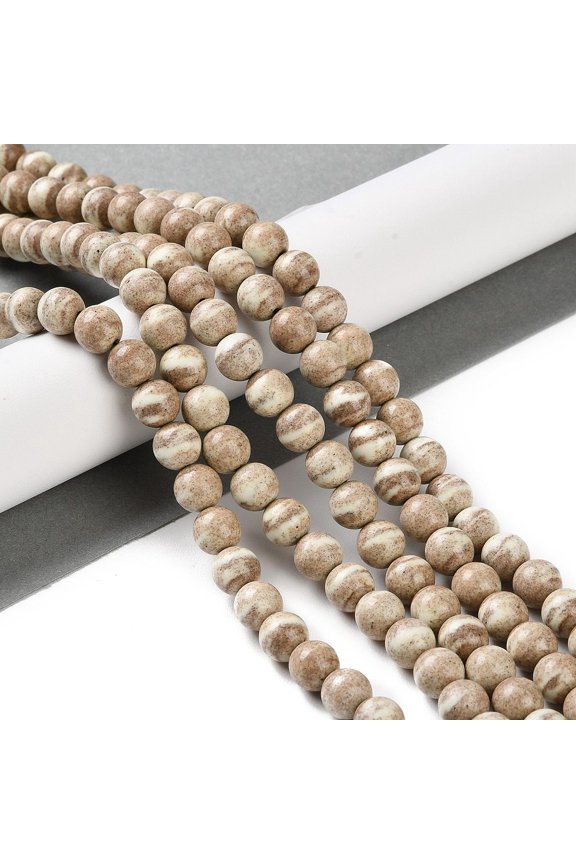 5 strand Natural Rainbow Alashan Agate Beads Strands Dyed Two Tone Round Light Khaki 8mm Hole: 0.7mm 50pcs/strand 15.94 inch(40.5cm)