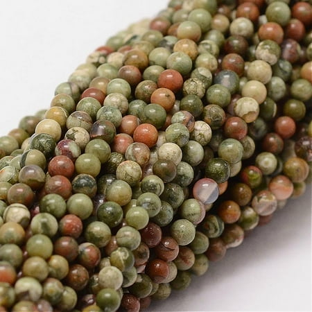 5 strand Natural Rhyolite Jasper Beads Strands Round 2mm Hole: 0.5mm 190pcs/strand