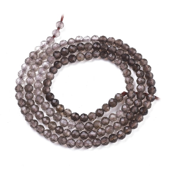 5 strand Natural Smoky Quartz Beads Strands Gradient style Round Faceted 3~3.5mm Hole: 0.6mm about 110~130pcs/strand 15.35~15.75 inch(39~40cm)