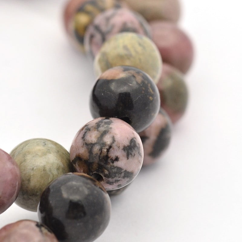 5 strand Round Natural Rhodonite Beads Strands 8mm Hole: 1mm 45~48pcs ...