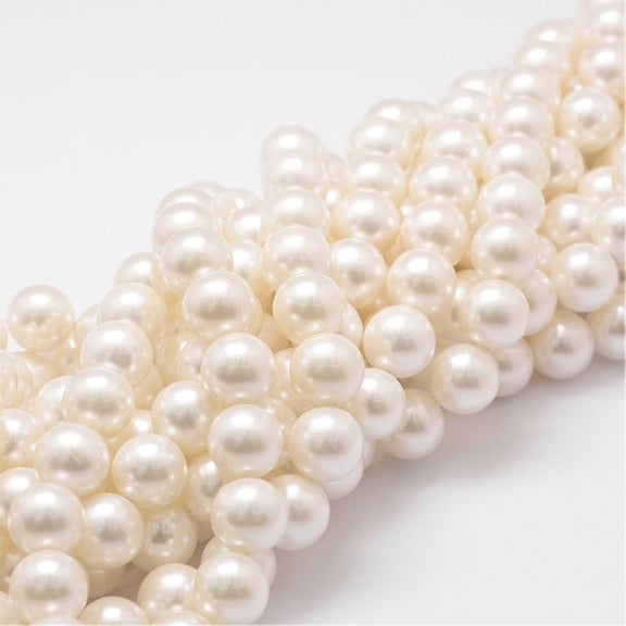 5 strand Shell Pearl Bead Strands Grade A Round Floral White 14mm Hole: 1mm 28~29pcs/strand 16 inch