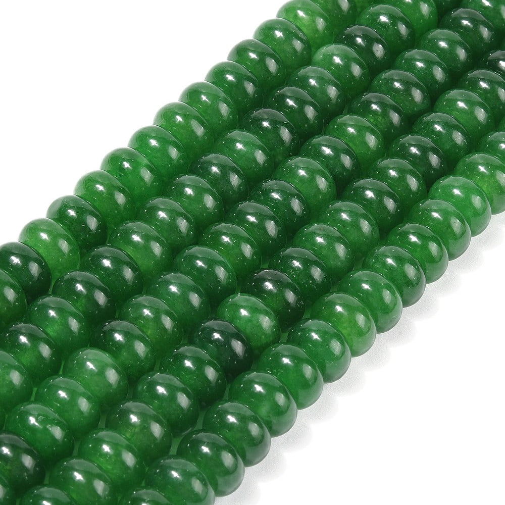 5 strands Dyed White Beads Strands Rondelle Green 10x6mm Hole: 1.2mm about 63pcs/strand 14.88''(37.8cm)