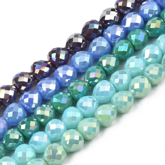5 strands Electroplate Opaque Solid color Glass Beads Strands AB color Faceted Strawberry Mixed color 6x6mm Hole: 1.4mm about 100pcs/strand 24.02 inch(61cm)