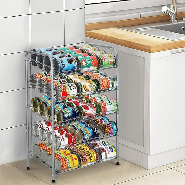 5-tier Can Organizer, Metal Pantry Dispenser Rack for Food Storage