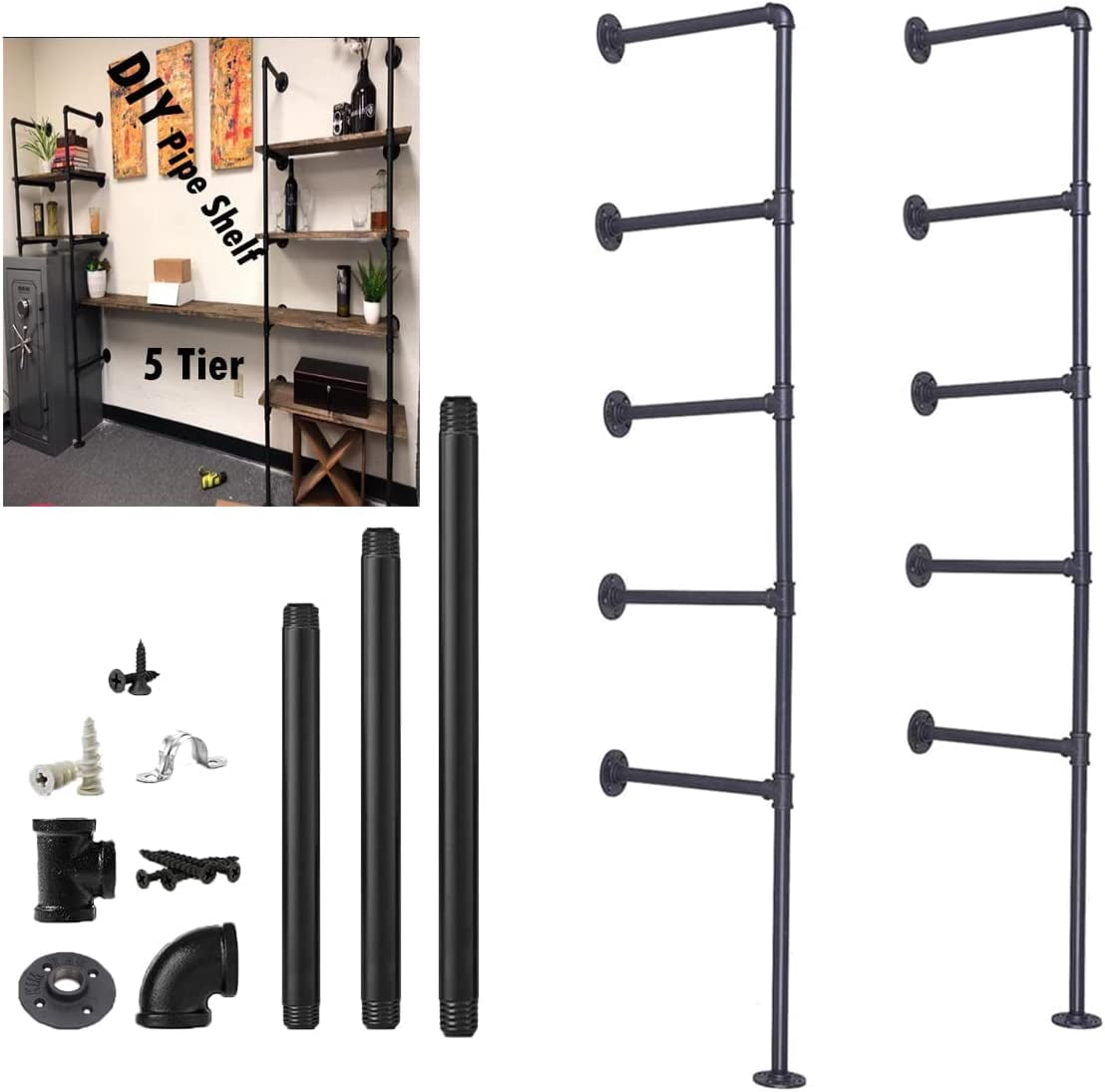Industrial Retro Wall Mount Iron Pipe Shelf Hung Bracket Diy Storage - View #12