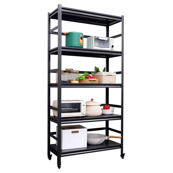 5 tier Storage Garage Shelves,Metal Adjustable Heavy Duty Shelves, Industrial Organization Utility Shelves for Kitchen Bathroom Warehouse, Closet,Easy Assembly