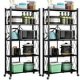 thumbnail image 1 of 5 tier Storage Shelf, Foldable Shelf with Wheels,Storage Rack on Wheel, Foldable Shelf Unit, Foldable Storage Shelf Garage Shelves and Racks, Heavy Duty Metal Shelf, Kitchen Storage Shelf(2 PACK), 1 of 11