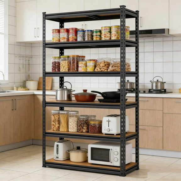5-tier Storage Shelves - Garage Shelving - Heavy Duty Adjustable Garage Shelves - Large Shelves For Tool Storage - Utility Rack - Shelf Suitable For Kitchens - Garages 72"