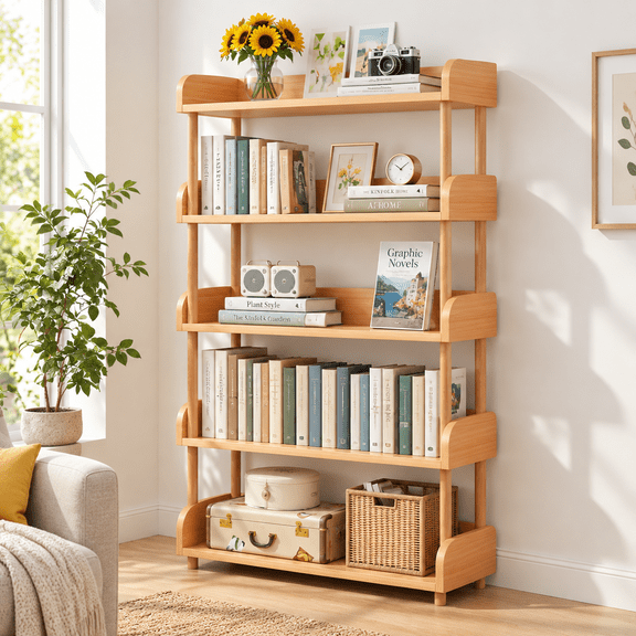 5-tier Wooden Open Bookcase Oak