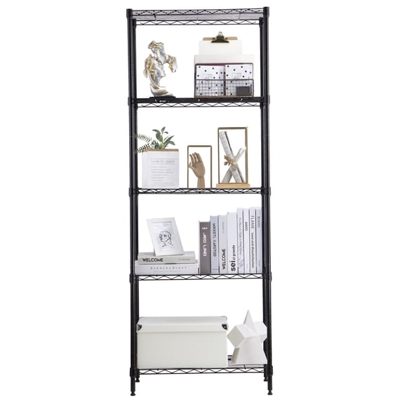 5 tier black utility wire shelving unit 14x24x63in