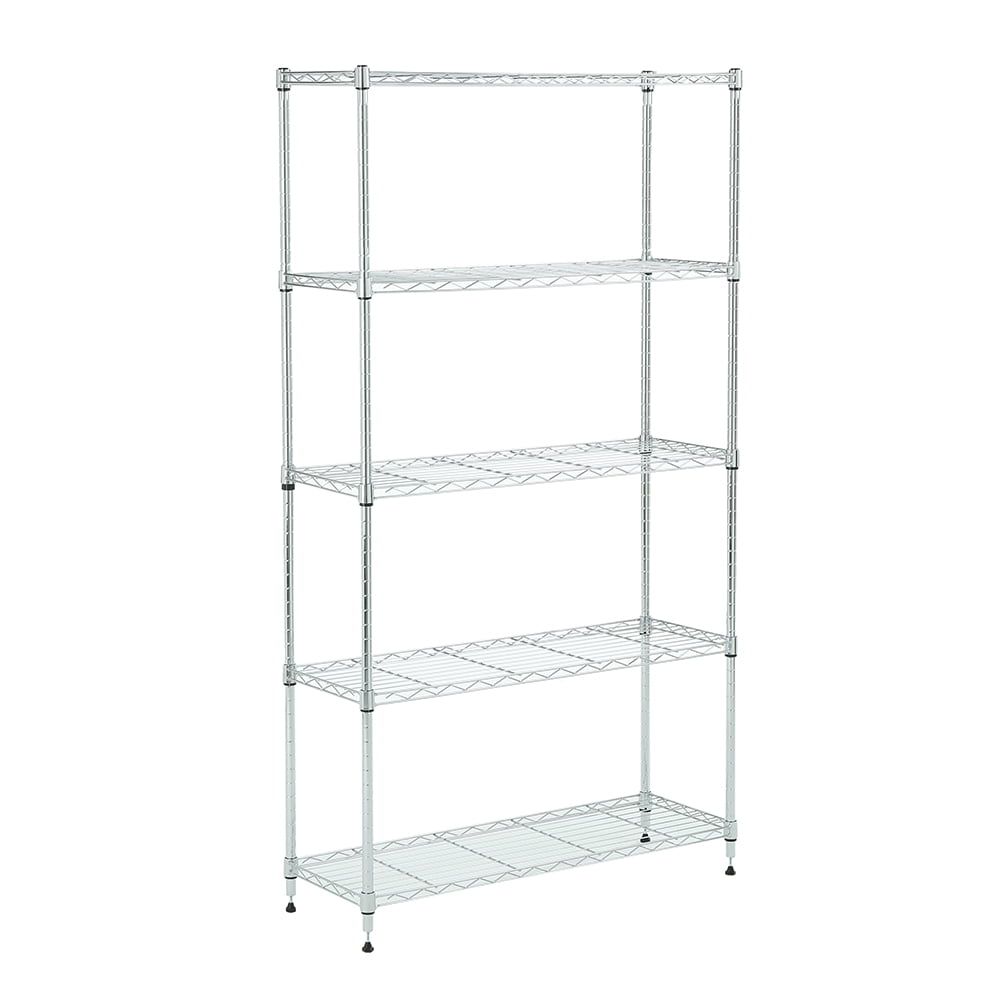 Adjustable Chrome 5-Tier Wire Shelving Unit