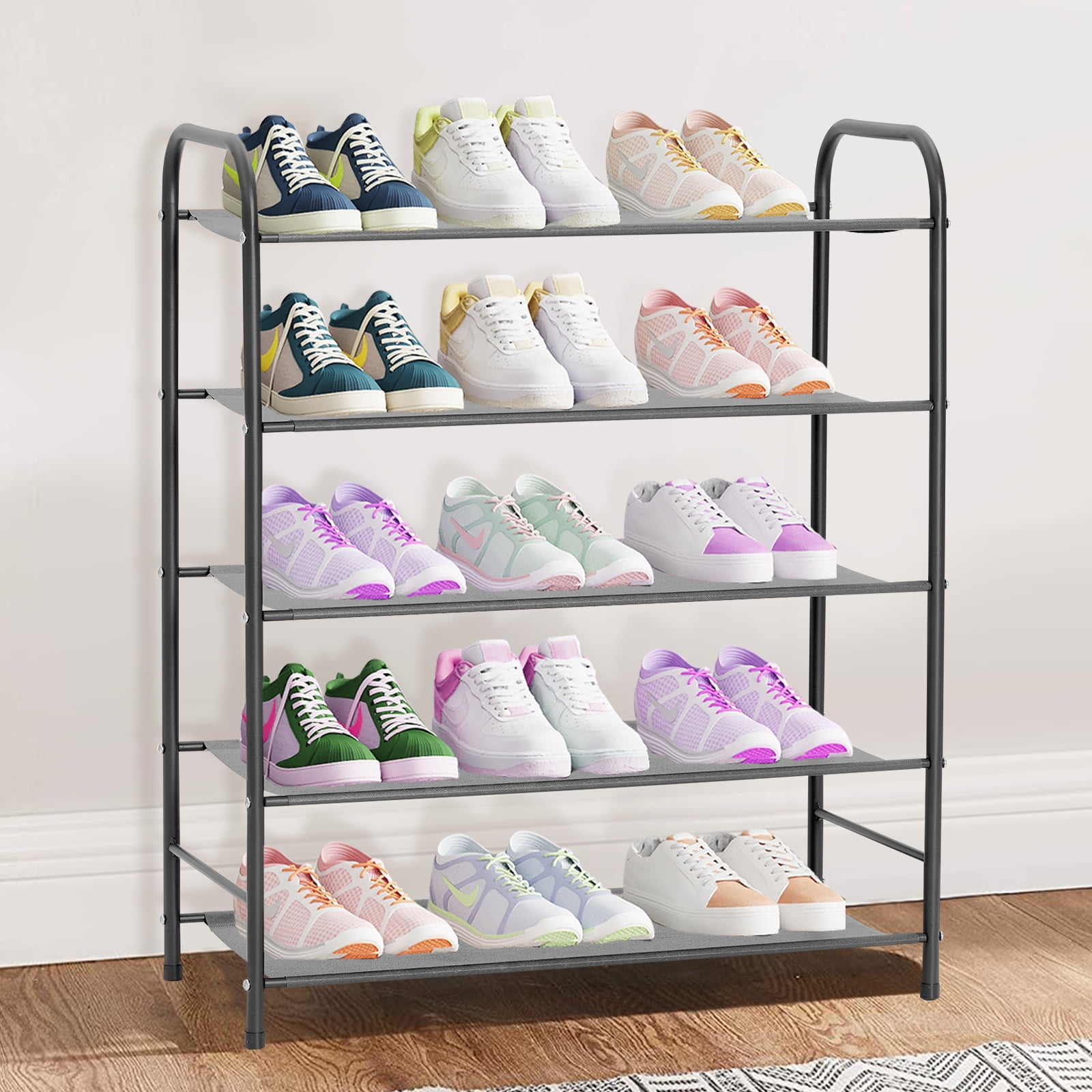 Shoe Rack HONEIER 5-Tier Metal Shoe Organizer Shoe Rack for Closet and Front Door Entrance Shoe Shelf Storage, Closet Organizers and Storage, Black - Walmart.com