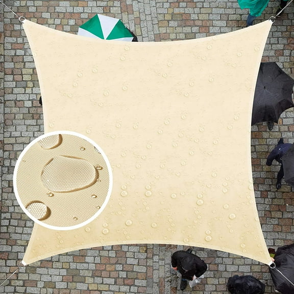 5' x 10' Custom Size Beige TADS14 Square Waterproof Sun Shade Sail UPF50 Canopy Awning Shelter, 95% UV Blockage UV & Water Resistant, Outdoor Patio Garden Carport (We Make Custom Size)