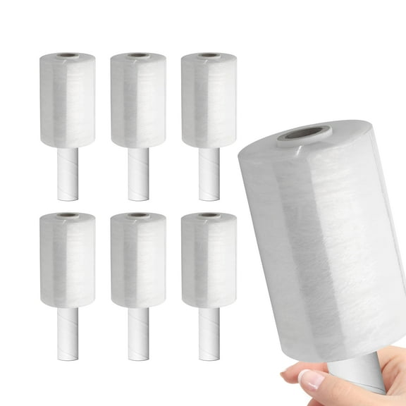 5 x 1000 Feet Shrink Wrap with Handle, Industrial Strength 80 Gauge Clear Stretch Film for Boxing Moving Pallets, 6 Pack