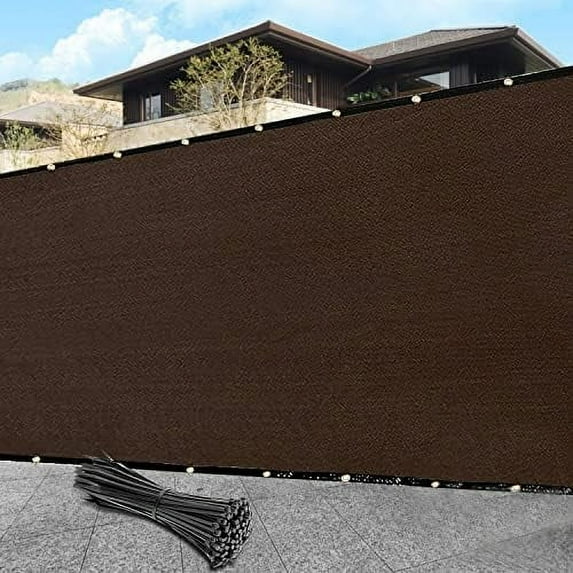 5' x 13' Custom Size Brown Privacy Screen Fence Cover Heavy Duty Fencing Mesh with Zip Tie for Deck, Patio, Backyard, Outdoor Pool, Porch, Railing - We Can Make Custom Sizes