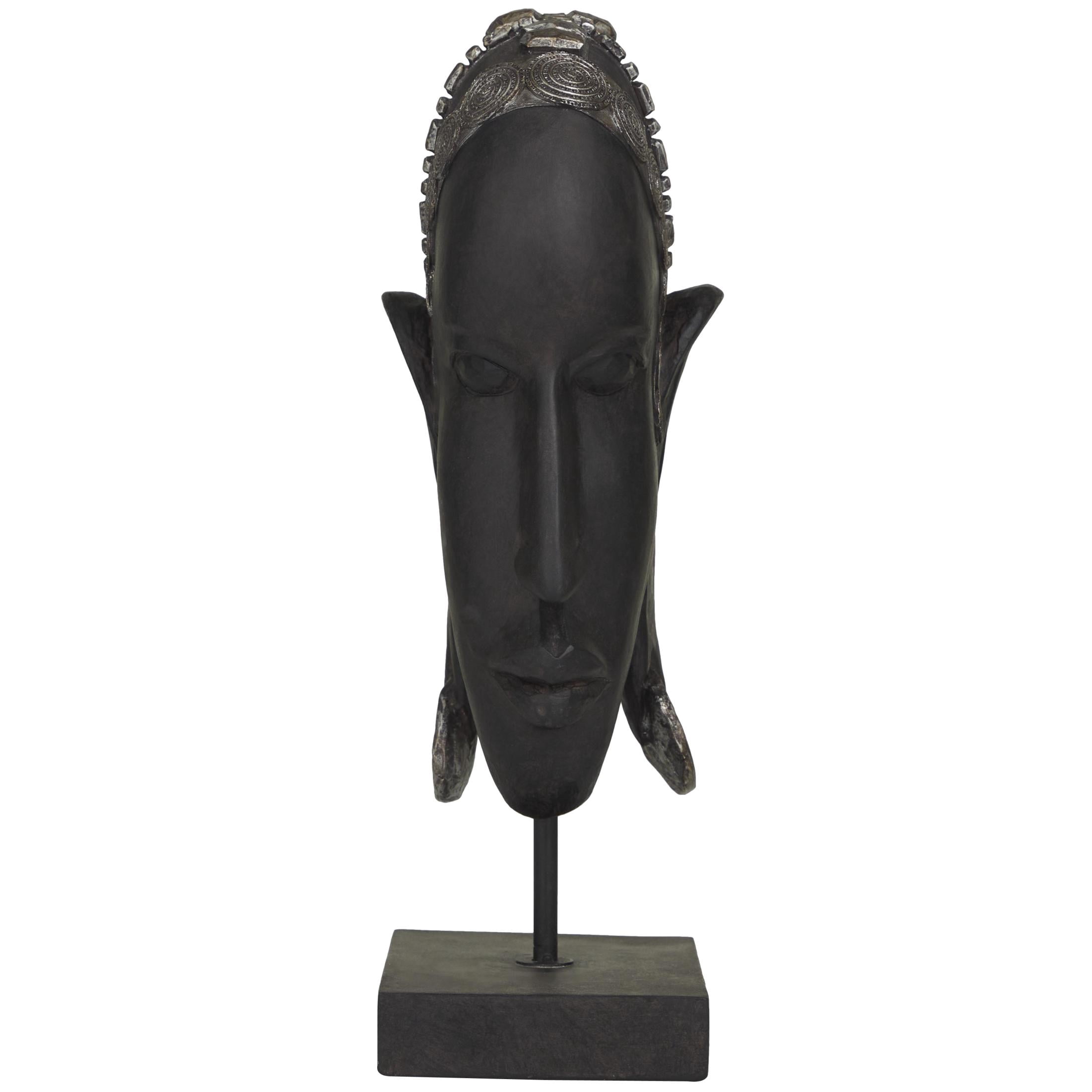 5" x 16" Black Polyresin African Woman Sculpture, by DecMode